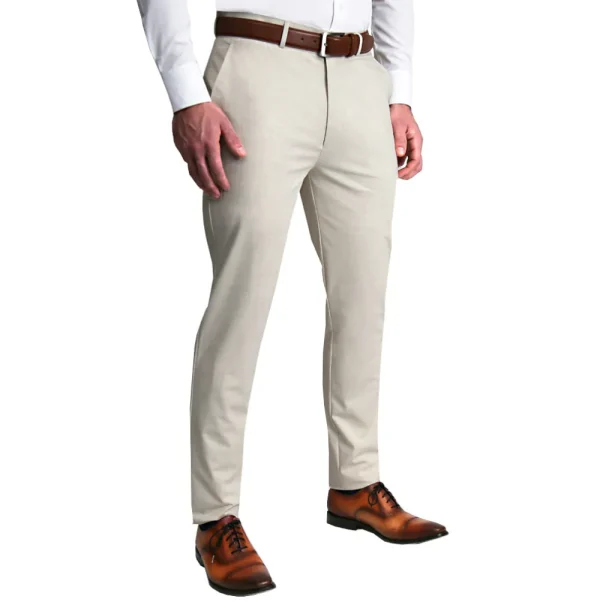 State and Liberty Athletic Fit Stretch Suit Pants - Lightweight Heathered Bamboo | Tech Chinos | Suit Pants