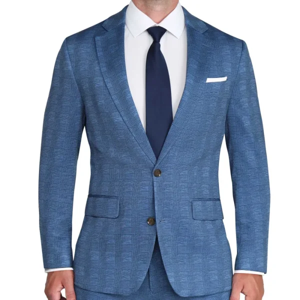State and Liberty Athletic Fit Stretch Suit - Electric Blue Plaid | Suits