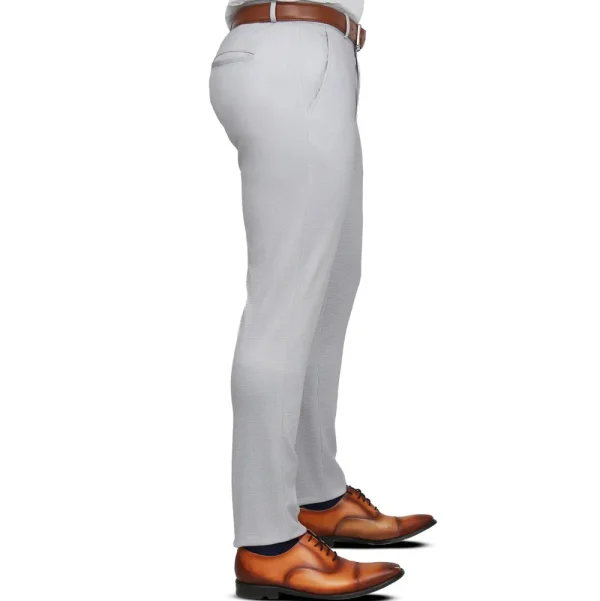 State and Liberty Brushed Tech Suit Pant - Light Grey Microcheck | Tech Chinos | Suit Pants