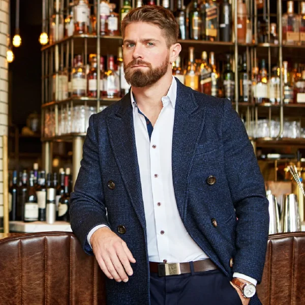 State and Liberty Navy Plaid Double-Breasted Overcoat | Coats & Jackets