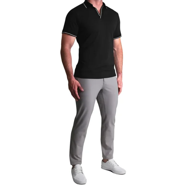 State and Liberty "The Gage" Black with White Tipped Polo | Short Sleeve Button Downs | Polos