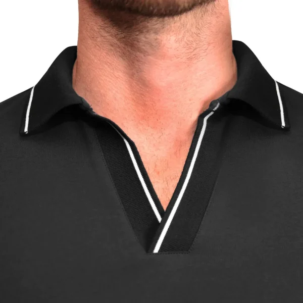 State and Liberty "The Gage" Black with White Tipped Polo | Short Sleeve Button Downs | Polos