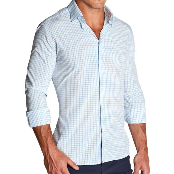 State and Liberty "The George" Light Blue Windowpane | Dress Shirts