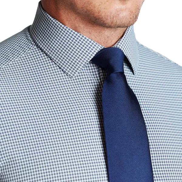 State and Liberty "The Justin" Navy, Grey and White Mini Check | Dress Shirts