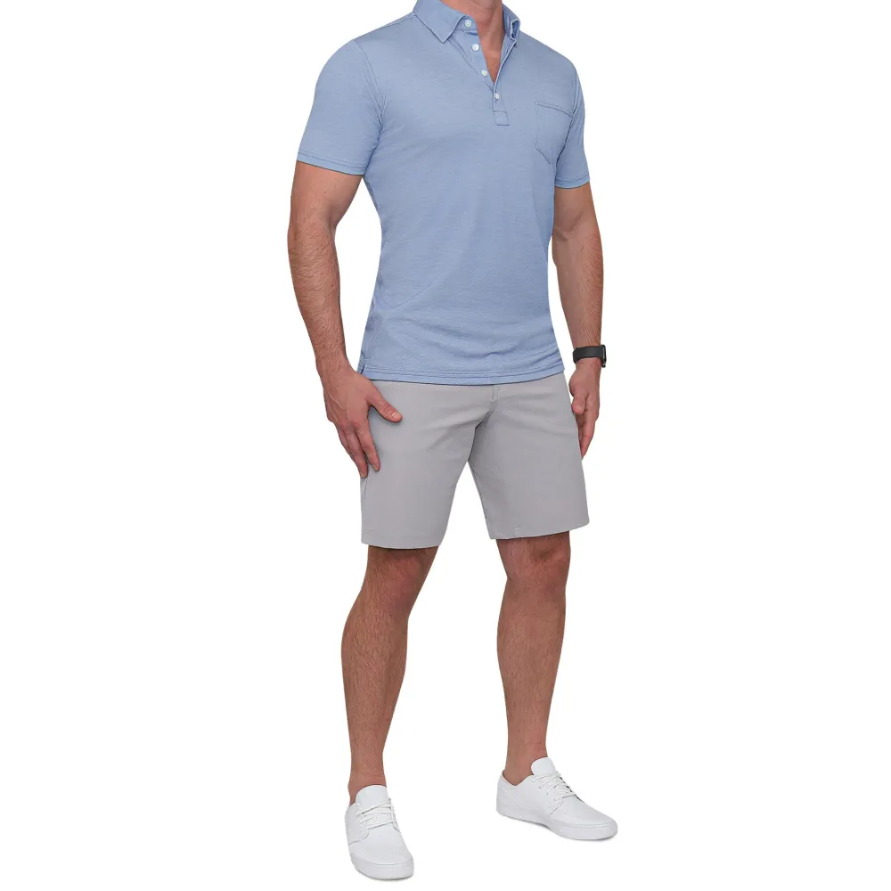 State and Liberty "The Matt" Sky Blue Pique Polo | Short Sleeve Button Downs | Polos