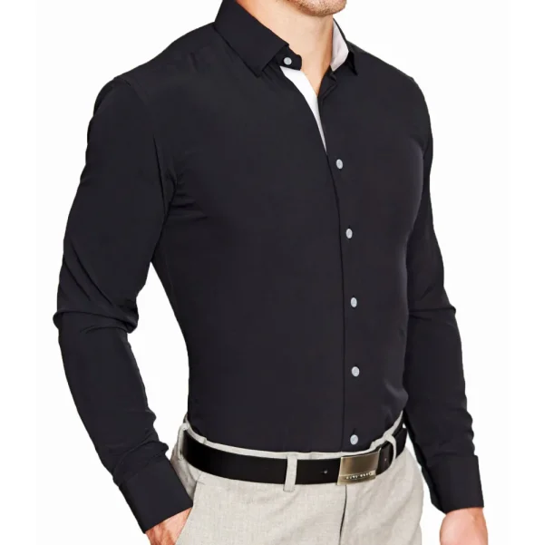 State and Liberty "The Oscar" Solid Black with White Accents | Dress Shirts