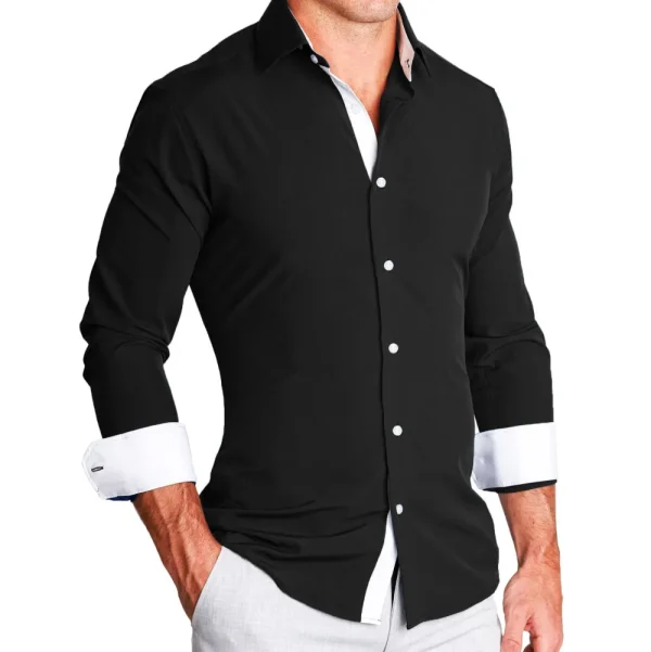State and Liberty "The Oscar" Solid Black with White Accents | Dress Shirts