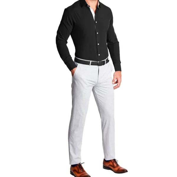 State and Liberty "The Oscar" Solid Black with White Accents | Dress Shirts