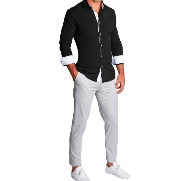 State and Liberty "The Oscar" Solid Black with White Accents | Dress Shirts
