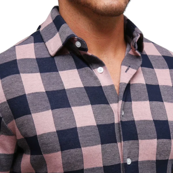 State and Liberty "The Pearson" Pink and Navy Check Casual Button Down | Casual Long Sleeves | Long Sleeve Button Downs