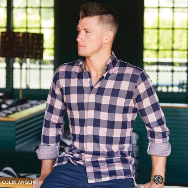 State and Liberty "The Pearson" Pink and Navy Check Casual Button Down | Casual Long Sleeves | Long Sleeve Button Downs